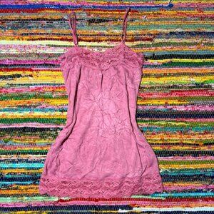 Vintage Y2K Lace Trim Camisole Tank – Dusty Rose – Size Small